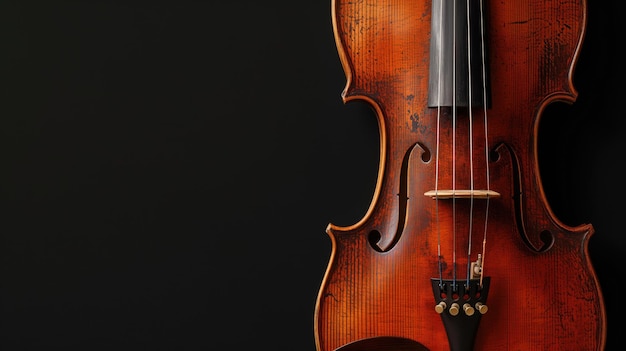 A vintage violin against a dark elegant backdrop highlighting its curves