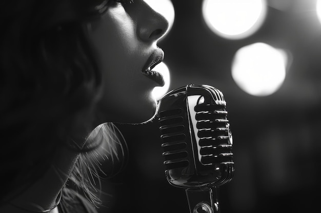 Photo vintage vocal performance in monochrome