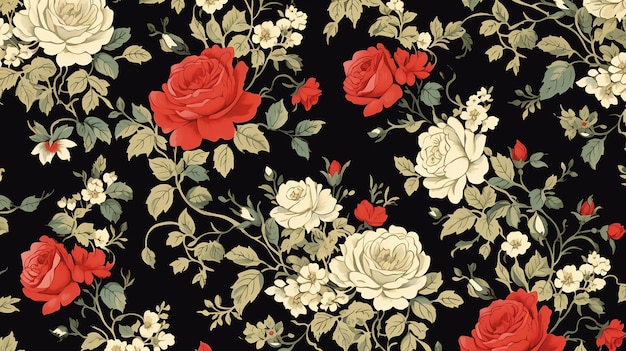 Vintage Wallpaper Pattern Clustered Roses