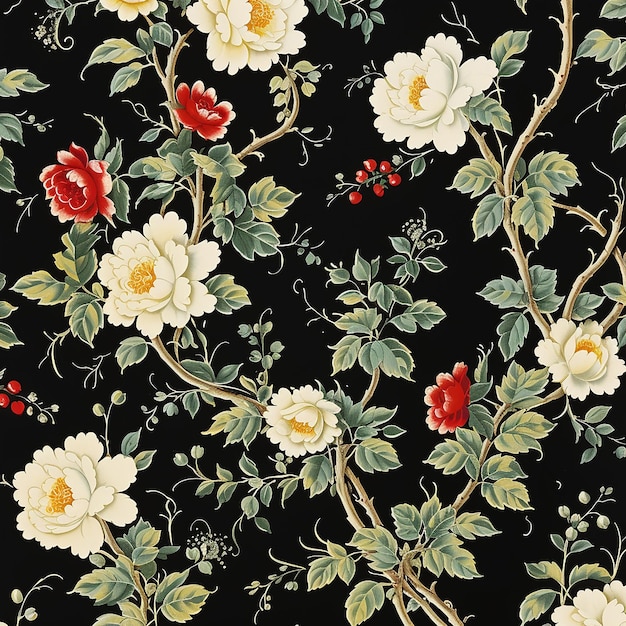 Vintage Wallpaper Pattern Clustered Roses