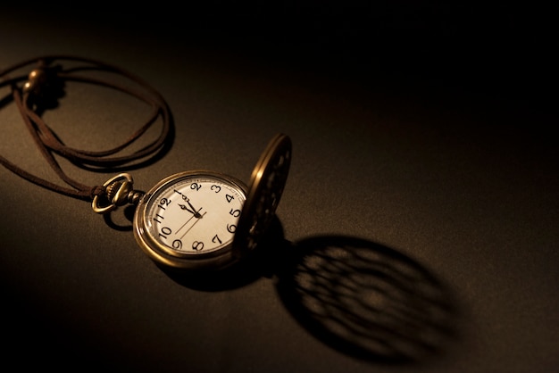 Vintage watch pocket with shadow background