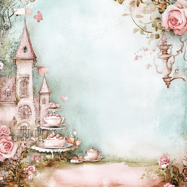 Photo vintage watercolor pretty fairy tale scrapbook page