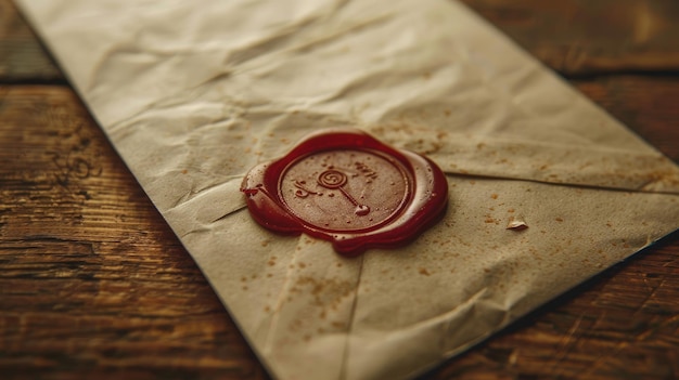 Photo vintage wax seal on aged textured envelope