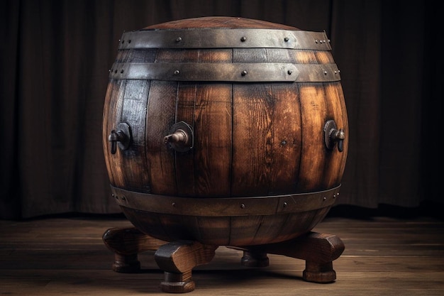 Vintage Whiskey Barrel with Aged Appearance