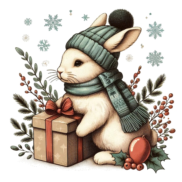 Vintage Winter Rabbit Sublimation