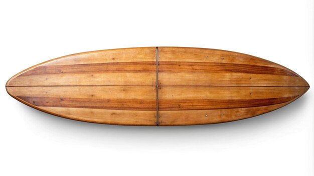 Photo vintage wood surfboard isolated on white background for retro styles top view