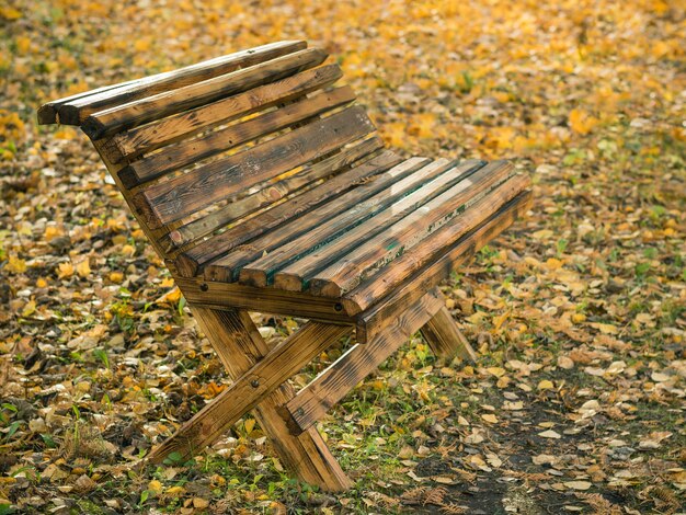 Vintage wooden bench in autumn Park.