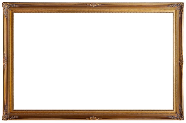 Vintage wooden painting frame mockup isolated on white background