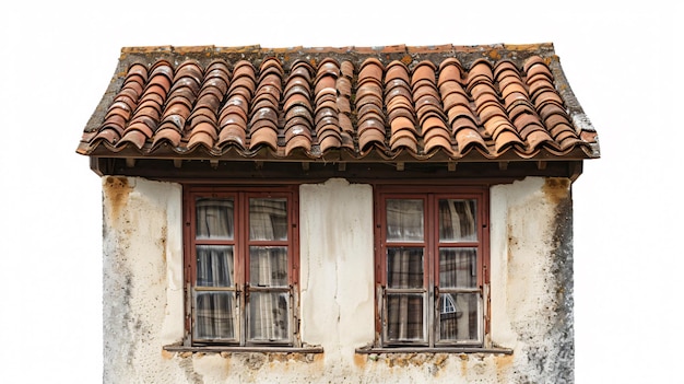 Photo vintage wooden window with red shingles roof