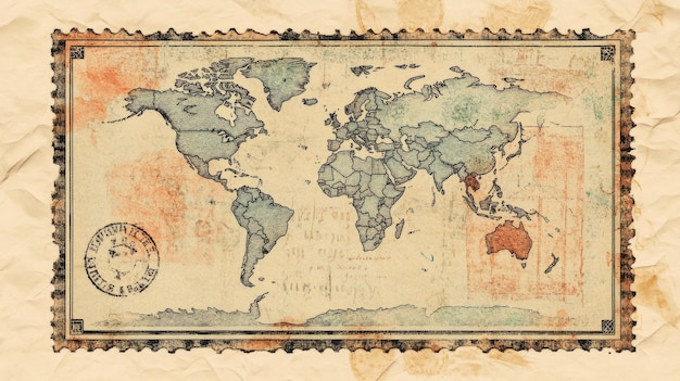 Vintage World Map Postage Stamp A Unique Collectible