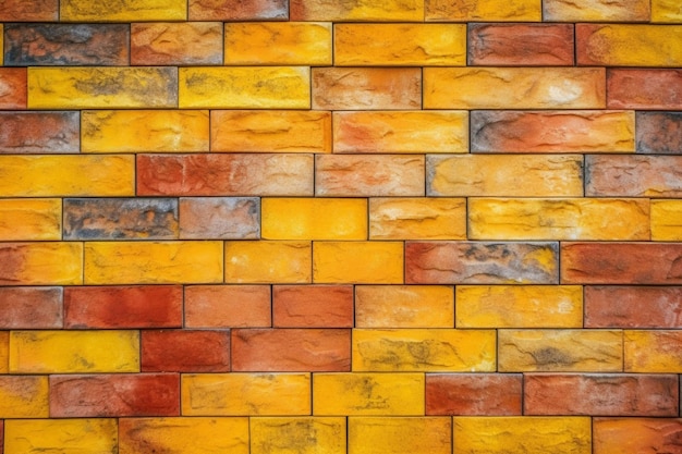 Vintage yellow and red brick wall seamless pattern texture background