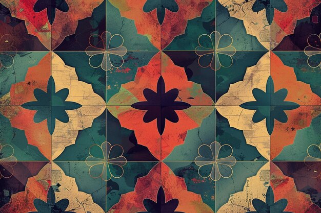 VintageInspired Colorful Mosaic Tiles Pattern Background