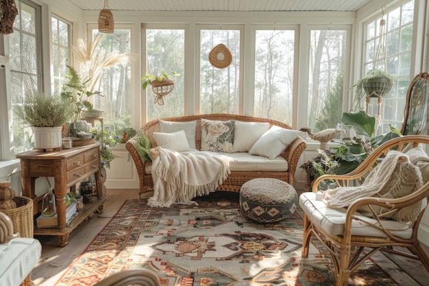 Vintageinspired Sunroom with Repurposed Furniture and Thrifted Decor