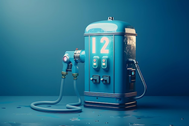 Photo vintagestyle gas pump with a modern twist in vibrant blue