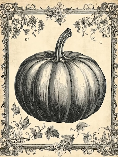 Photo a vintagestyle illustration of an elegant pumpkinhalloween