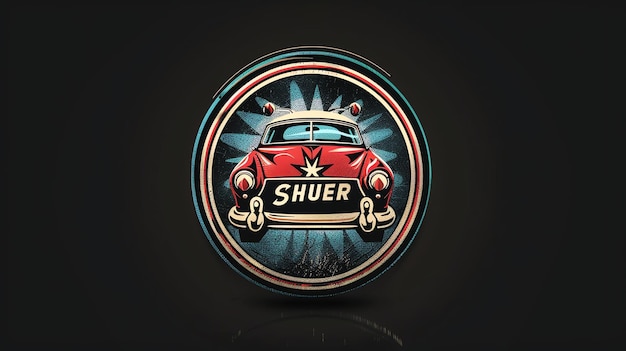 Photo a vintagestyle logo with a classic car and the word shuer