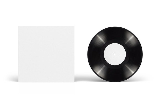 Vinyl EP record with blank cardboard cover isolated Mock up template