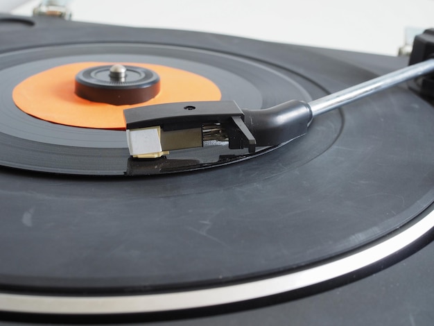 Vinyl record on turntable