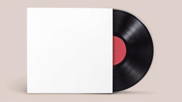 Photo vinyl record with white sleeve classic and elegant music album mockup for product display