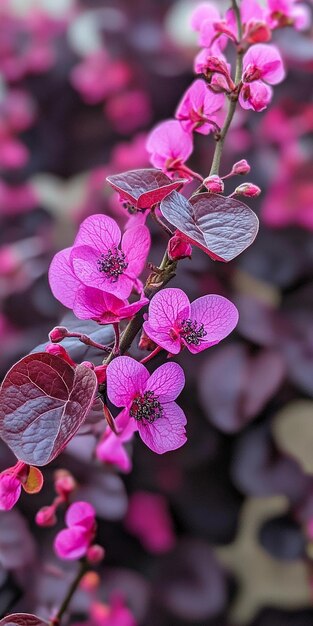 Photo violet blossoming cercis siliquastrum plant