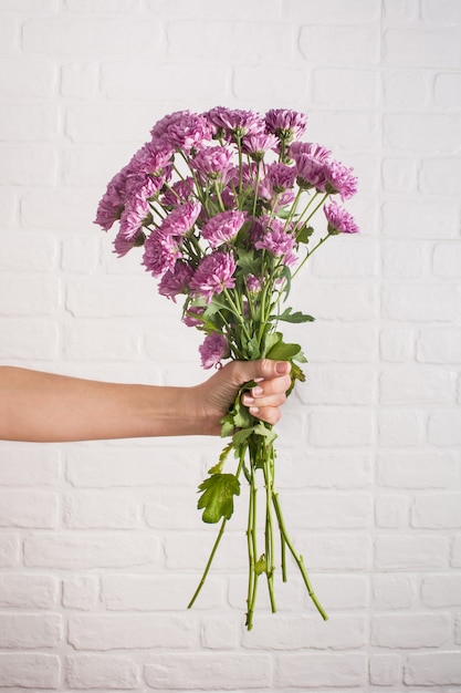 Photo violet bouquet of chrysanthemum flowers