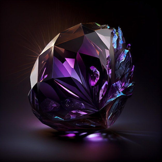 Violet crystal amethyst gem isolated on black background