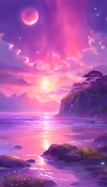 Violet Everlasting Along the Shore Wallpaper