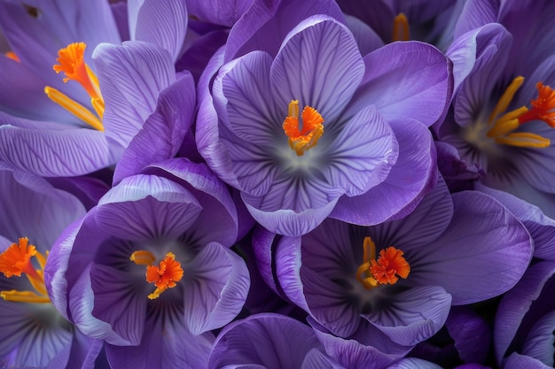 Violet Petals Crocus Flower in Purple Color Blooming in Spring Season