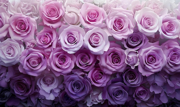 violet to purple roses in full bloom