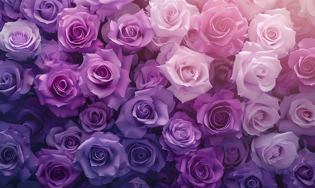 violet to purple roses in full bloom