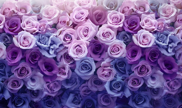 violet to purple roses in full bloom