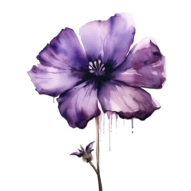 Violet watercolor flower Illustration AI GenerativexA