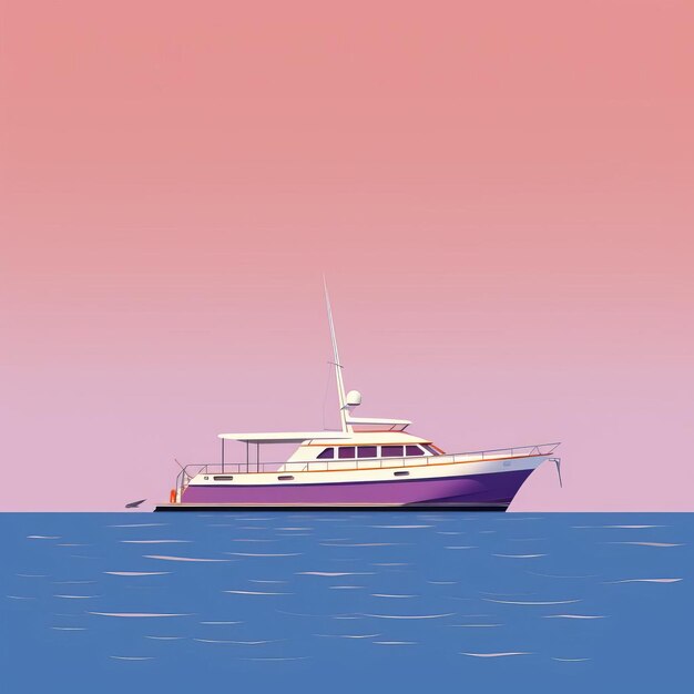 Photo violet yacht art poster inspired by annibale carracci39s style