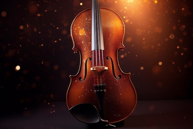 A violin on a black background with a gold background.