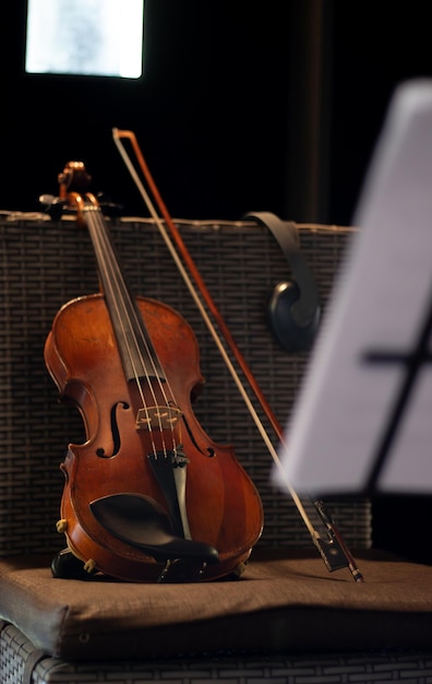 violin is recording studio on a chair