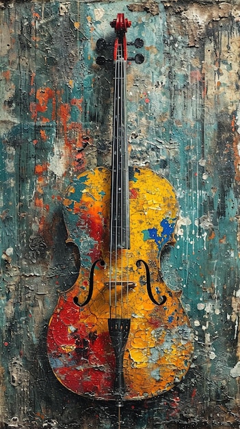 a violin is shown with a paint peeling off the side