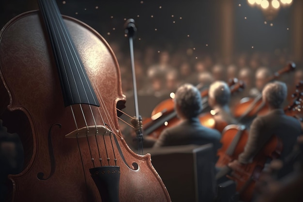 A violin in a symphony orchestra Ai generated