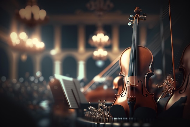 A violin in a symphony orchestra Ai generated