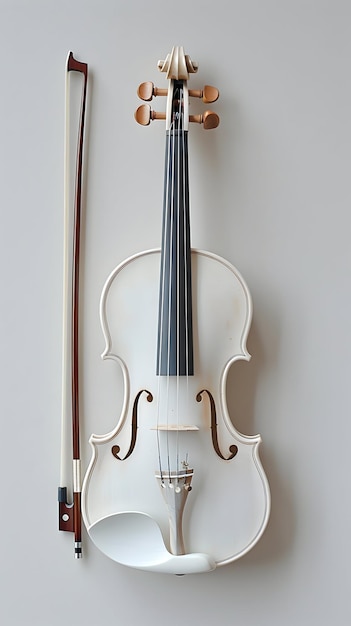 Photo a violin with a bow on it sits against a wall