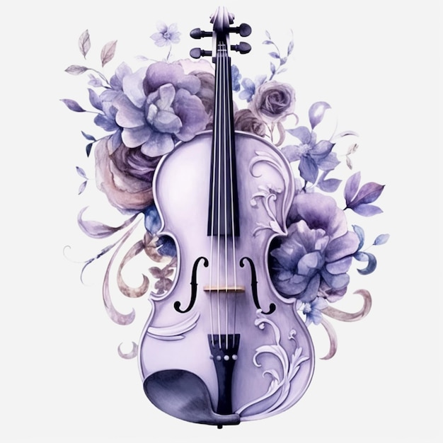 A violin with flowers and the word violin on it