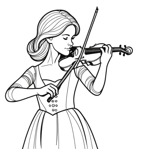 Photo violinist line white background