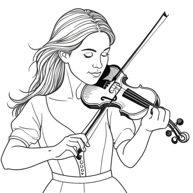 Photo violinist line white background