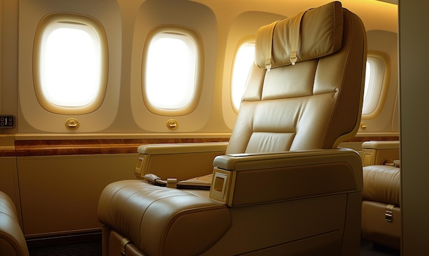 VIP luxury travelling business cabin chair in airplane charter business jet flight clients