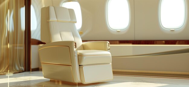 VIP luxury travelling business cabin chair in airplane charter business jet flight clients