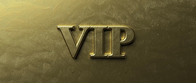 Vip very important person inflated gold color text on luxury golden background 3d illustration