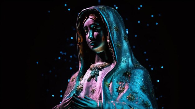 Virgen del carmen catholic religious holiday female statue against the night sky AI generated