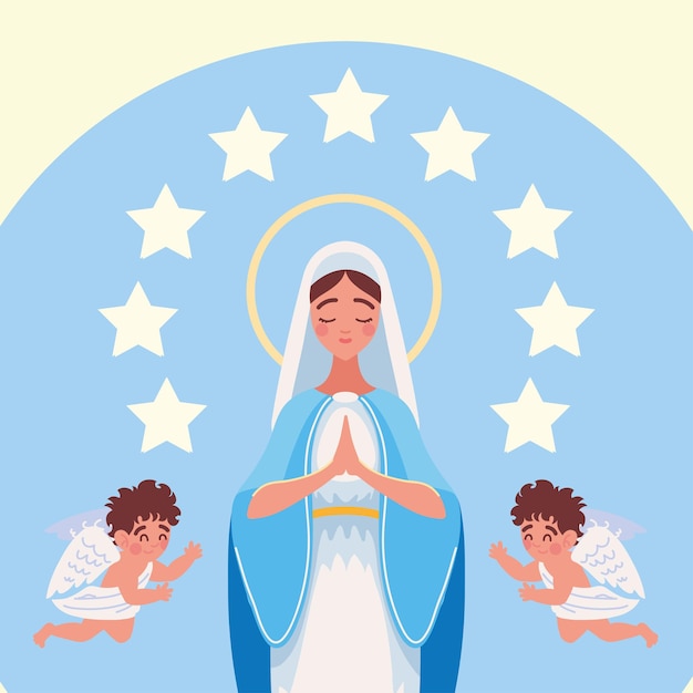 Virgin mary and angels