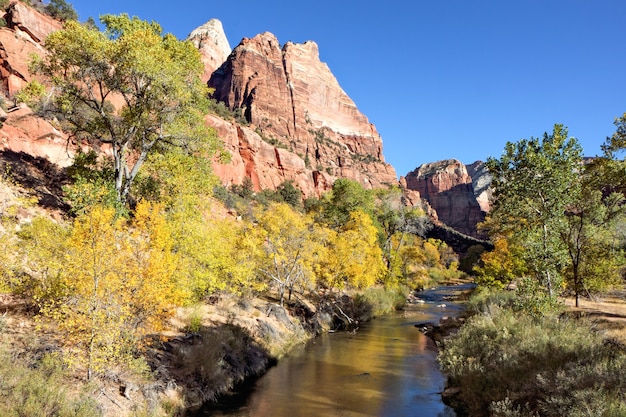 Virgin River Meandering through the Mountains of Zion