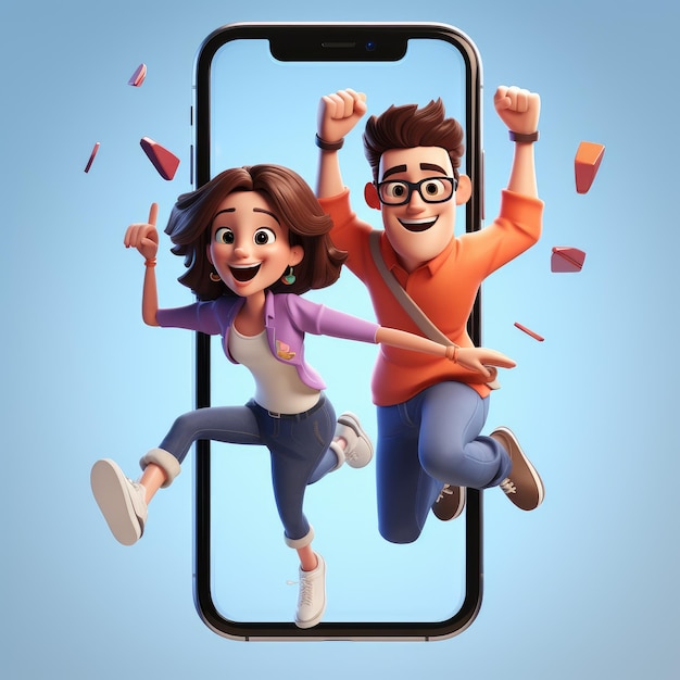 Virtual Bound A Delightful Animated Adventure of Teenage Sweethearts Springing out from Your Phone