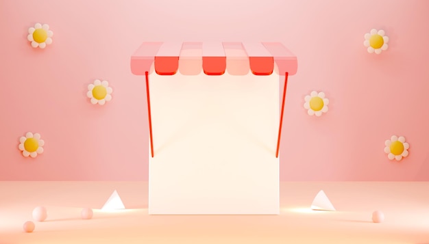 Virtual Luxury pastel soft tone background decorated with flowers Minimal spotlights empty space product display showcase perfume promotion sale banner presentation cosmetic 3D render